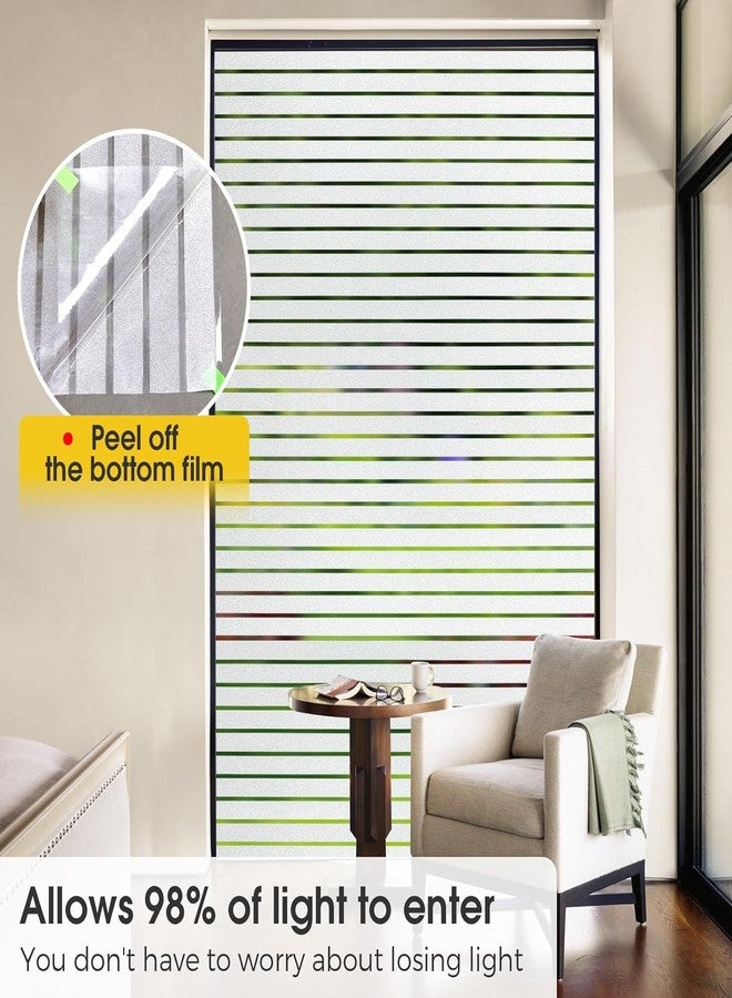 HOME13 Window Privacy Film Frosted Window Glass Film Static Cling Removable Decorative Sun Blocking Window Sticker for Home, Office (24 by 75 Inch, Stripe_Frosted) - Image 5